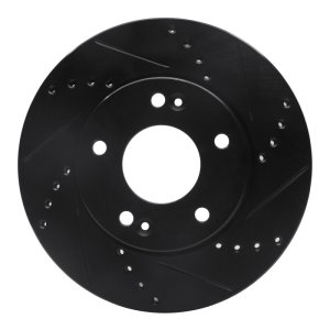 Kia Soul Brake Rotor (1) - Front Right - R1 Concepts - Drilled & Slotted - Black - `10-`11